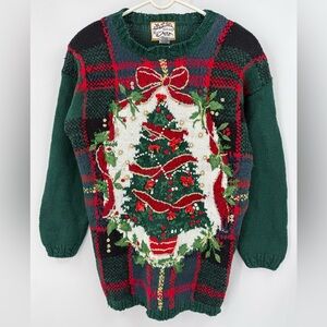 Vintage Heirloom Collectibles Holiday Bells Christmas Tree Chunky Sweater
